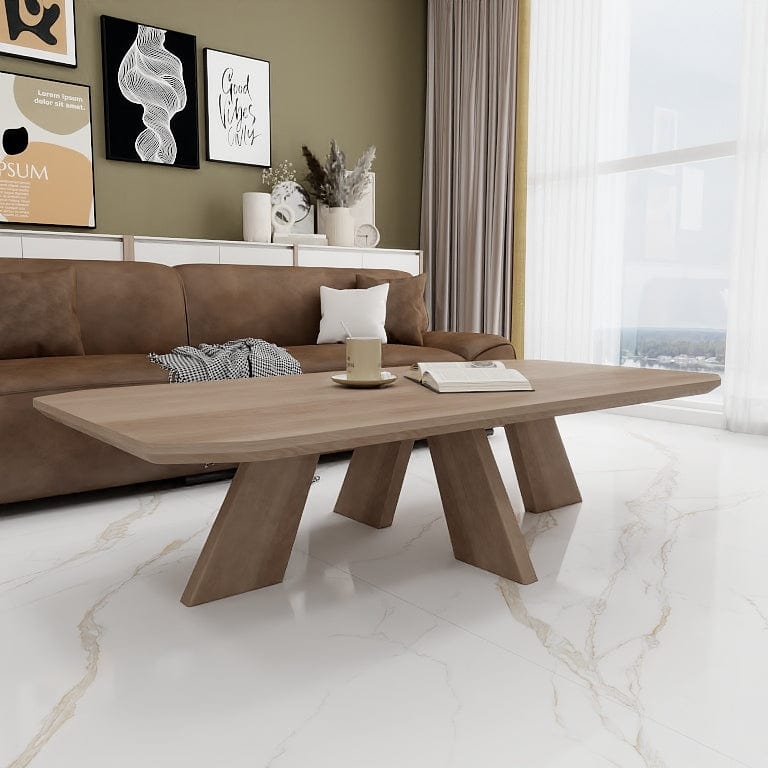 Norya 1.45m Solid Wood Custom Coffee Table - German White Oak (XZFT01) picket and rail