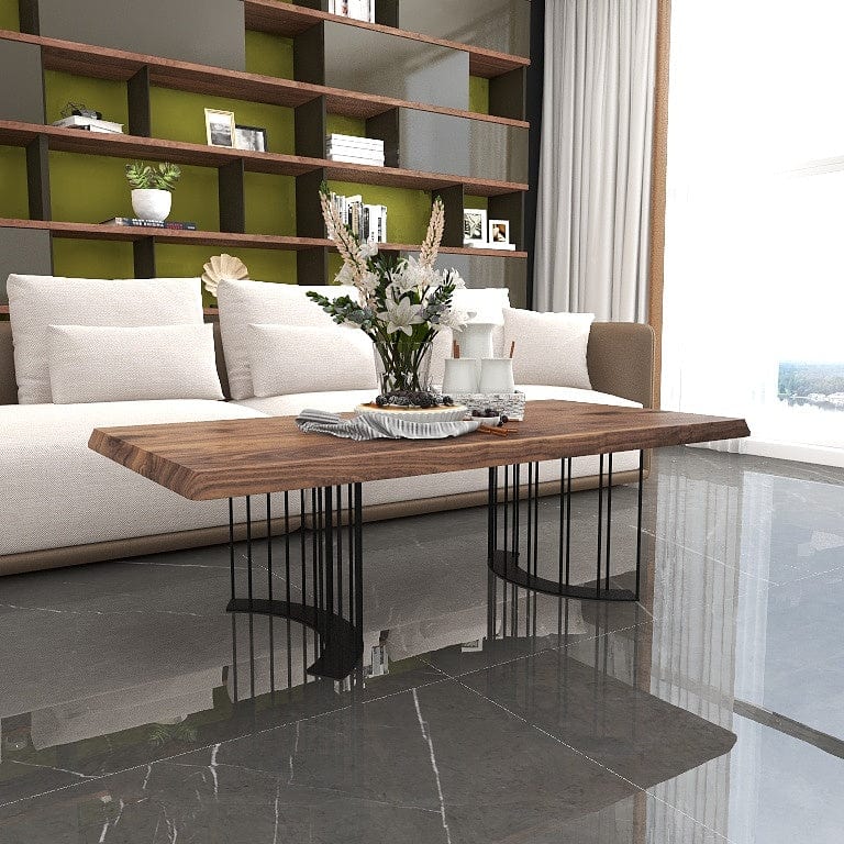 Norya 1.4m Solid Walnut & Oak Wood Custom Coffee Table - American Waln ...