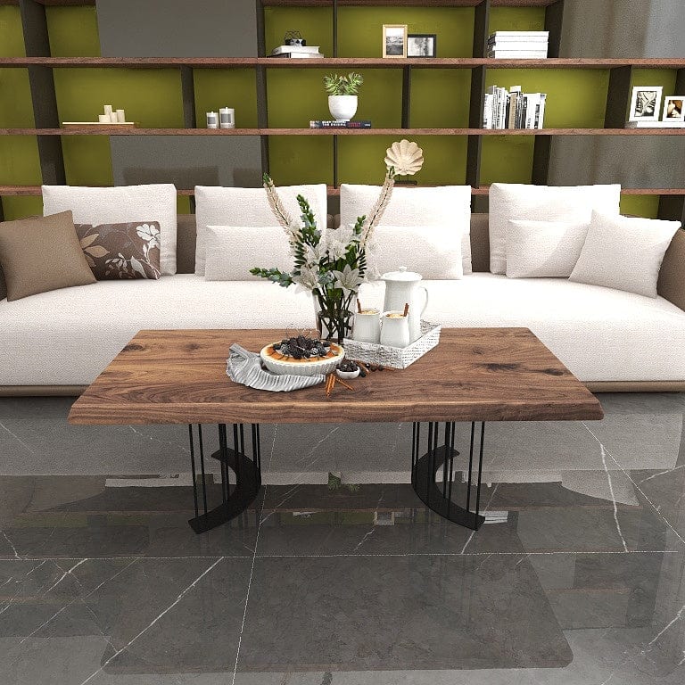 Norya 1.4m Solid Wood Custom Coffee Table - American Walnut (NZFC02A) picket and rail