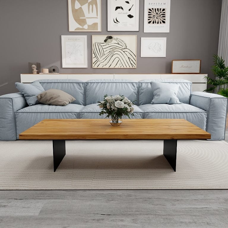 Norya 1.55m Solid Wood Coffee Table - European Dark Oak (CZFU01) picket and rail