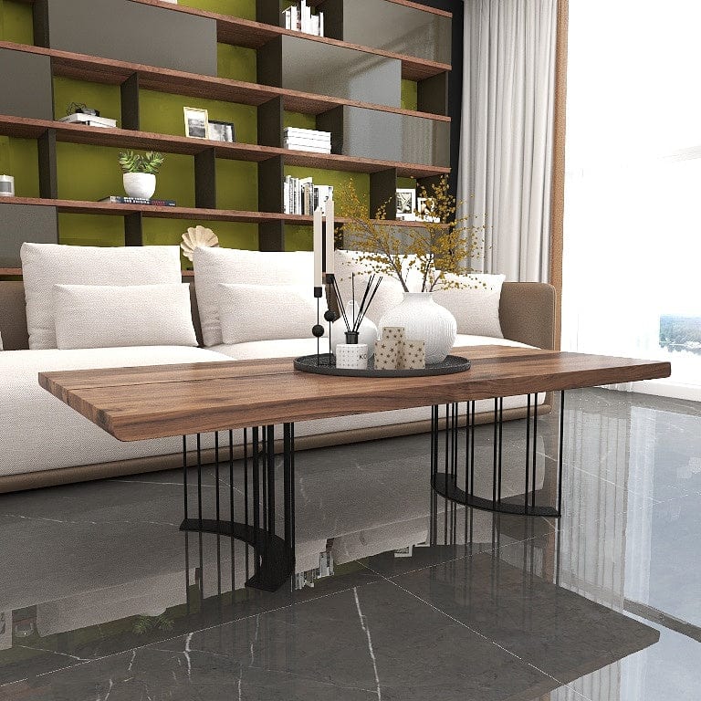 Norya 1.6m Solid Wood Custom Coffee Table - American Walnut (NZFC15) picket and rail