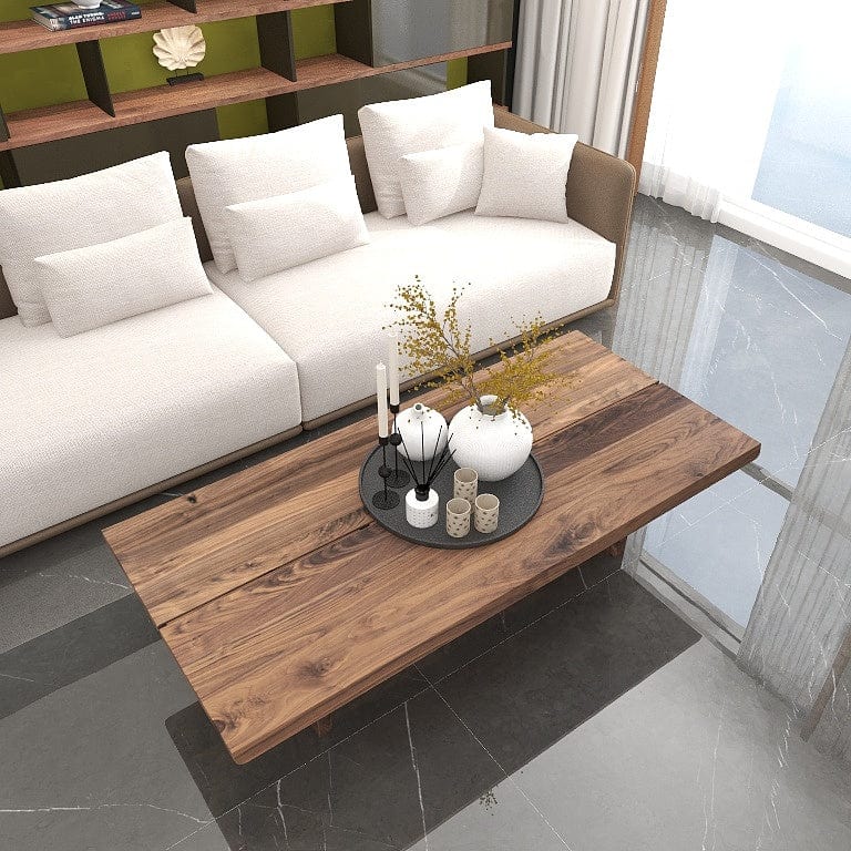 Norya 1.6m Solid Walnut & Oak Wood Custom Coffee Table - American Waln ...