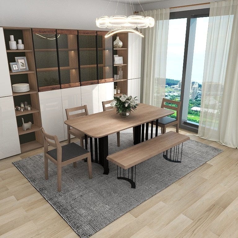 NORYA 1.8m Dining Table in Solid European White Oak (XZTV15) picket and rail