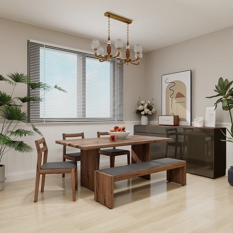 NORYA 1.8m Wood Dining Table in Solid American Walnut (NZTS03) picket and rail