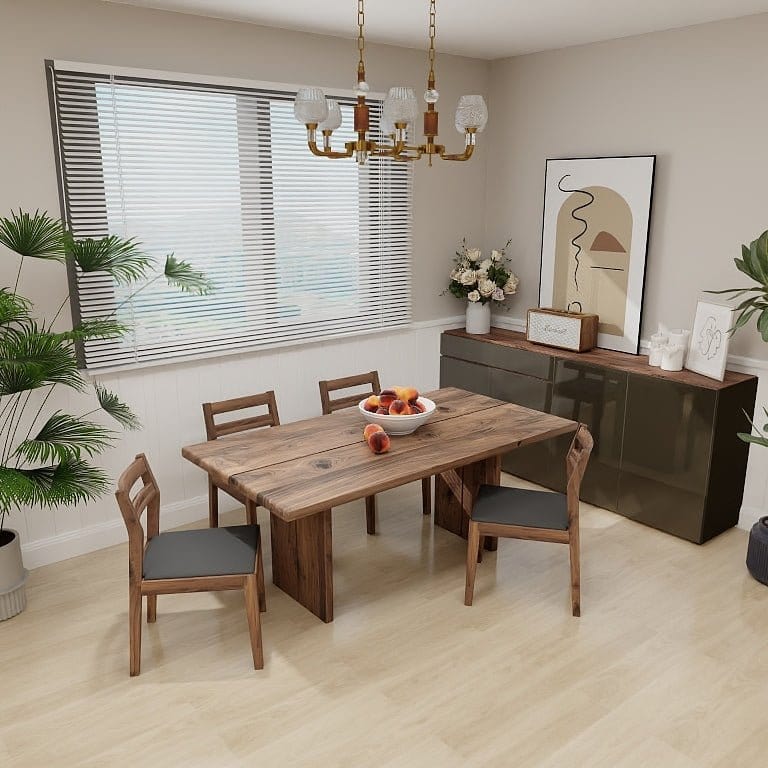 NORYA 1.8m Walnut & Oak Wood Dining Table - Solid American Walnut (NZT - Picket&Rail Custom ...