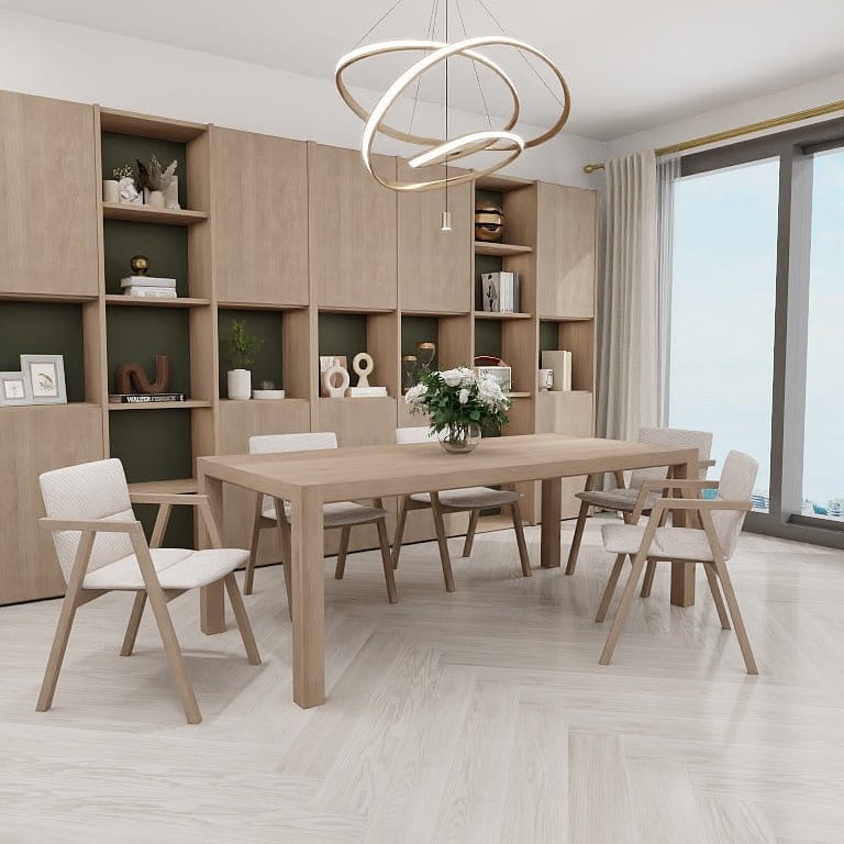 NORYA 1.8m Walnut & Oak Wood Dining Table - Solid European White Oak ...