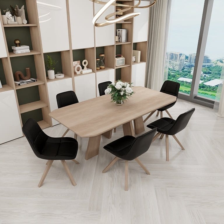 NORYA 1.8m Wood Dining Table in Solid European White Oak (XZTT02) picket and rail