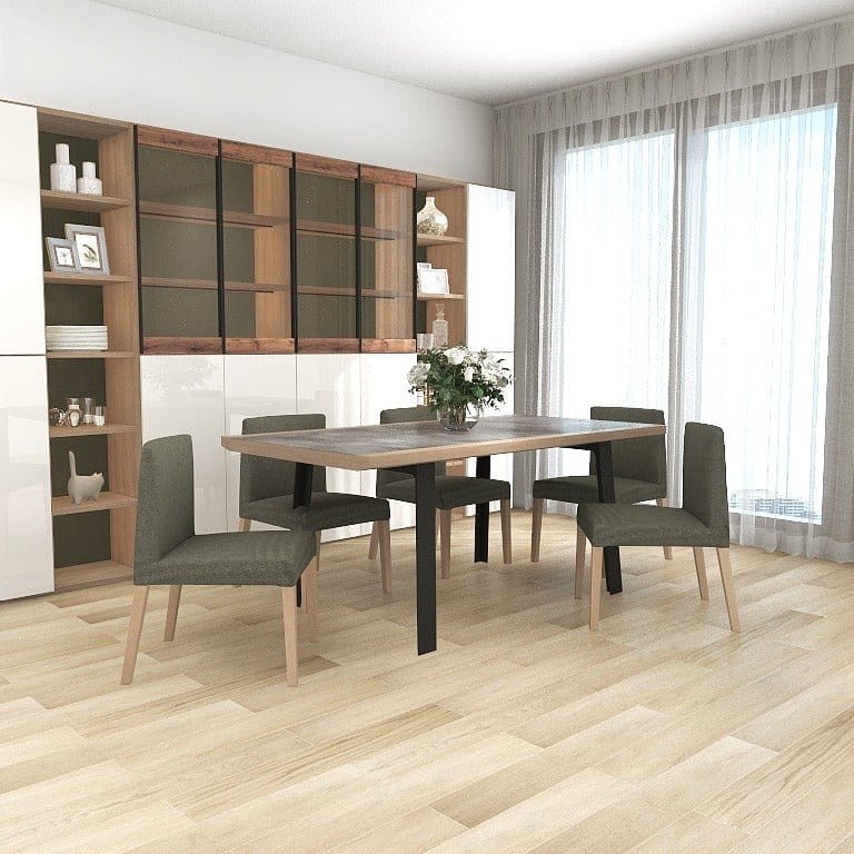 NORYA 1.8m Wood Dining Table in Solid European White Oak (XZTU03A) picket and rail