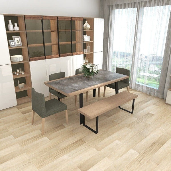 NORYA 1.8m Walnut & Oak Wood Dining Table - Solid European White Oak ( - Picket&Rail Custom ...