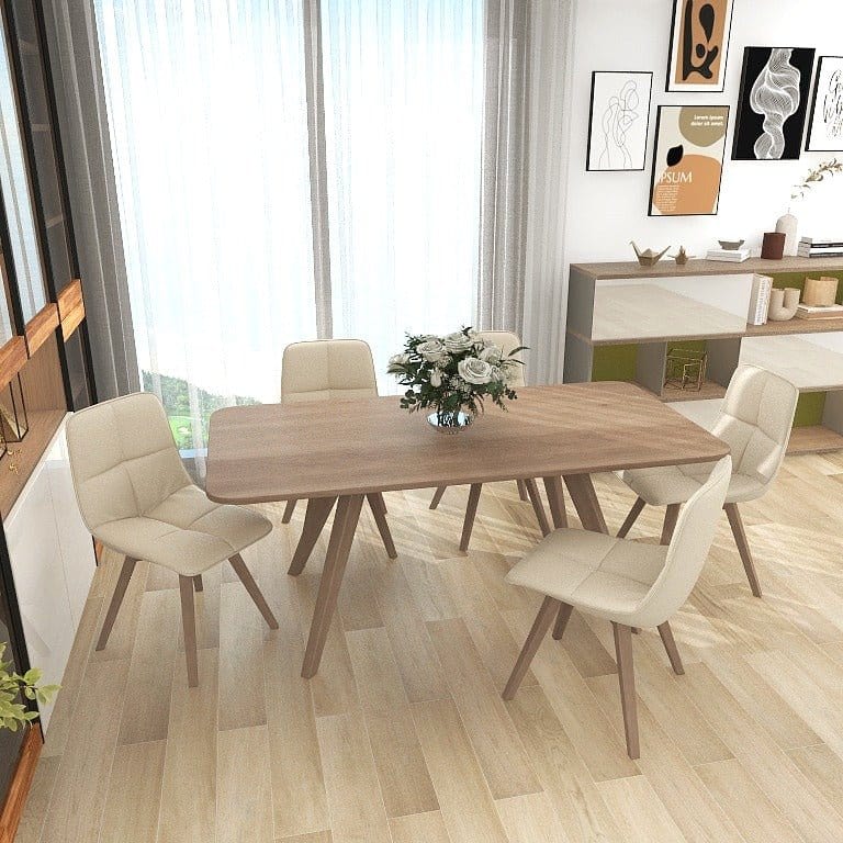 NORYA 1.8m Wood Dining Table in Solid European White Oak (XZTV12) picket and rail