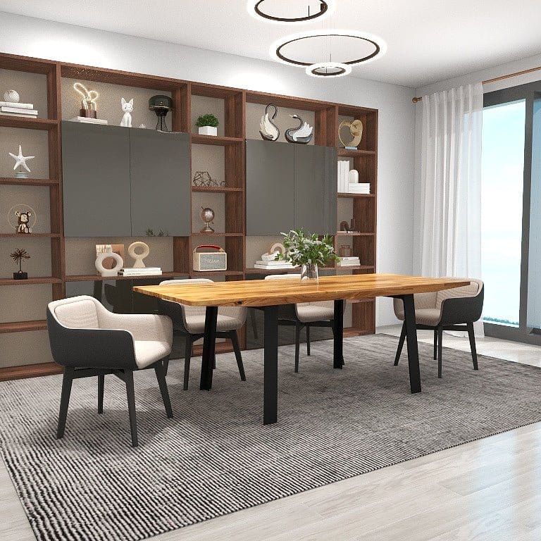 NORYA 2.2m Wood Dining Table in Solid European Dark Oak (CZTVU01) picket and rail