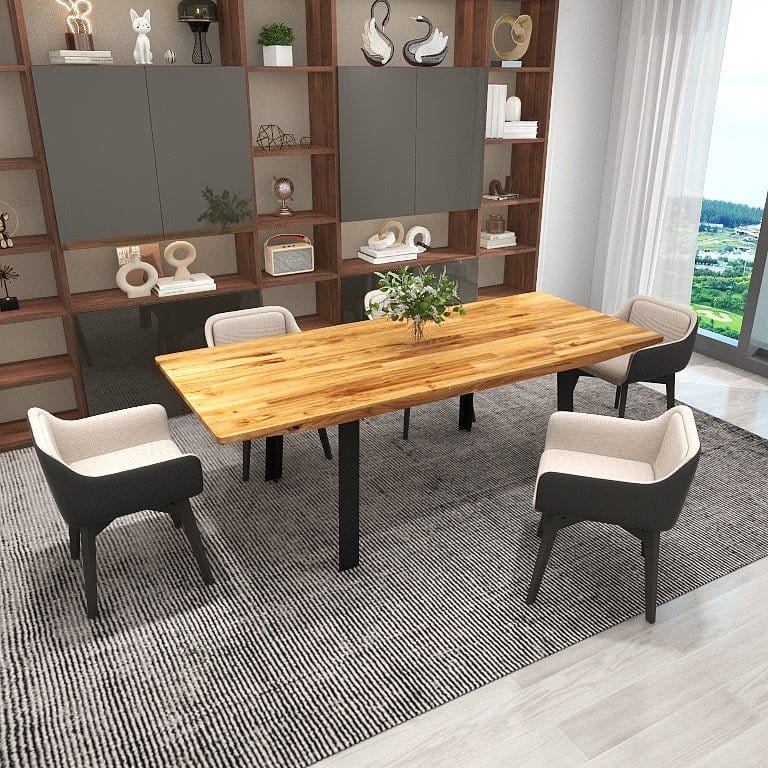 NORYA 2.2m Wood Dining Table in Solid European Dark Oak (CZTVU01) picket and rail