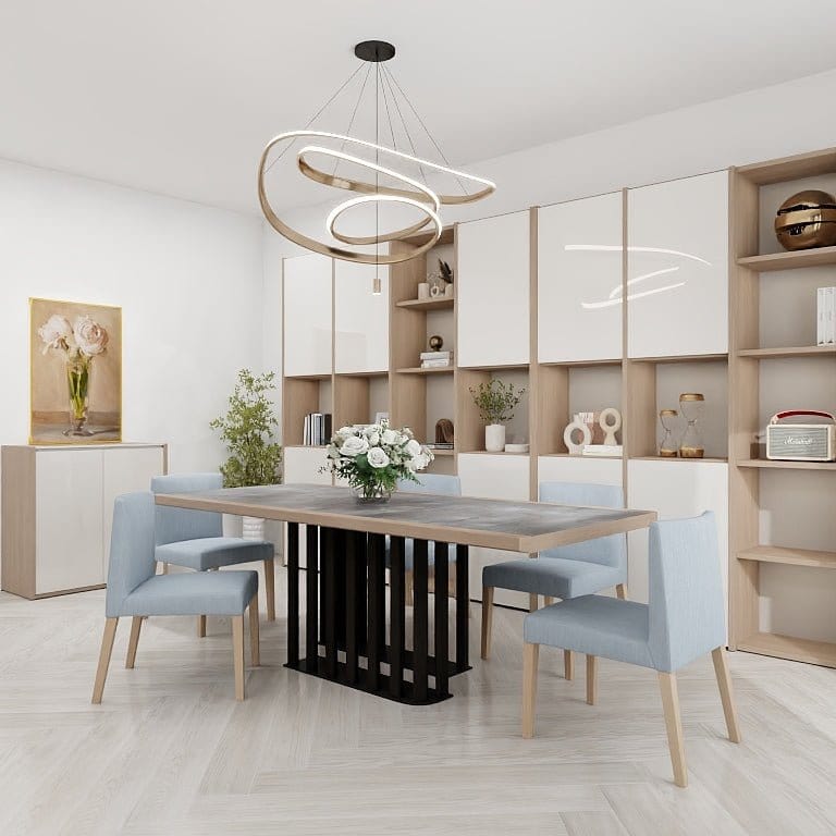 NORYA 2.2m Wood Dining Table in Solid European White Oak (XZTL01B) picket and rail