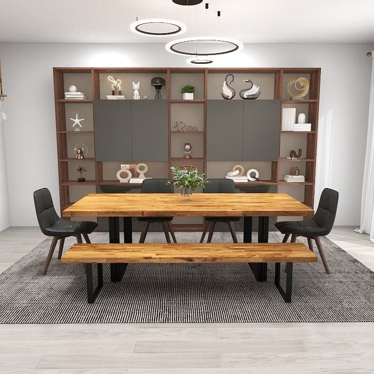 NORYA 2.4m Wood Dining Table in Solid European Dark Oak (CZTE02) picket and rail