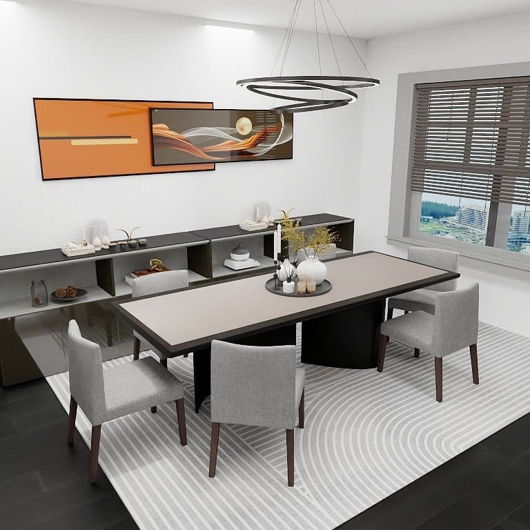 NORYA 2.5m Wood Dining Table in Solid European Dark Oak (CZTV06) picket and rail