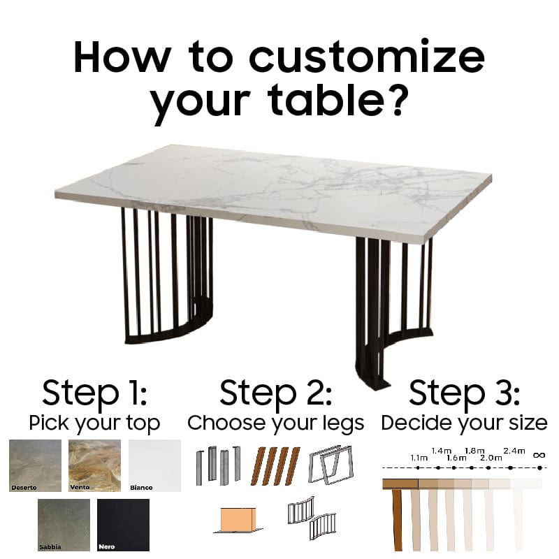 Norya Customized Sintered Stone Top Dining Table (Basic) picket and rail