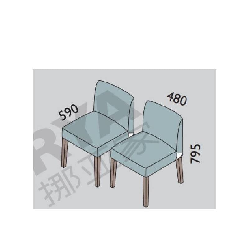 NORYA Dining Chair (0.4m) Blue Fabric Back Rest &amp; Seat with Oak Solid Wood Legs ((X6Z64-Q4) picket and rail