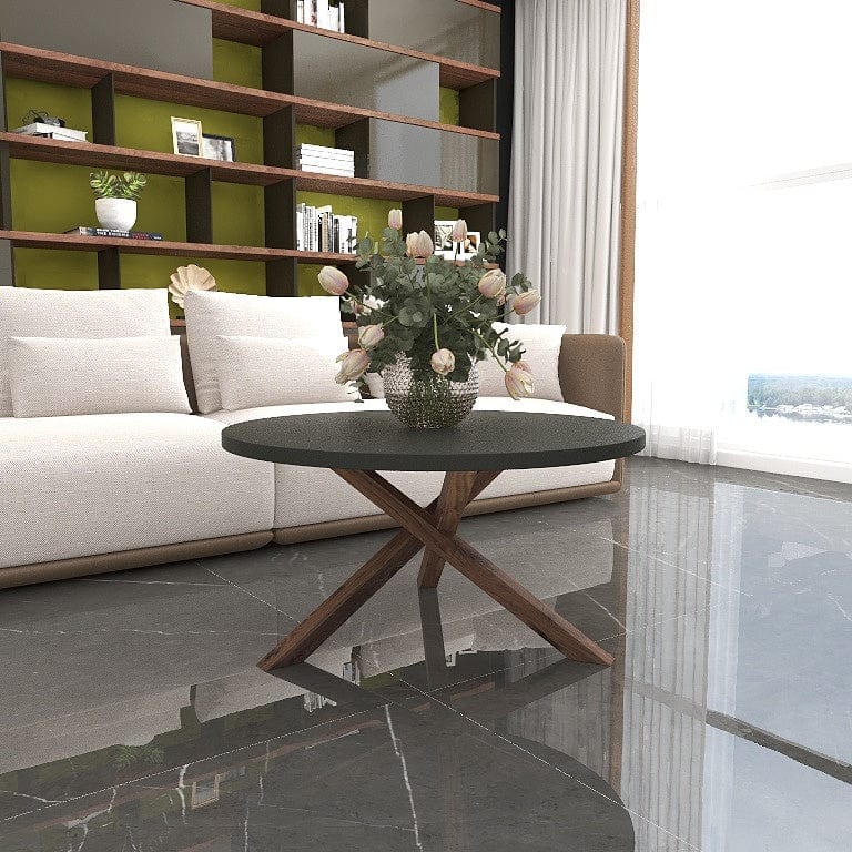 Norya Solid Wood Custom Round Coffee Table - American Walnut (NZFR16 ...