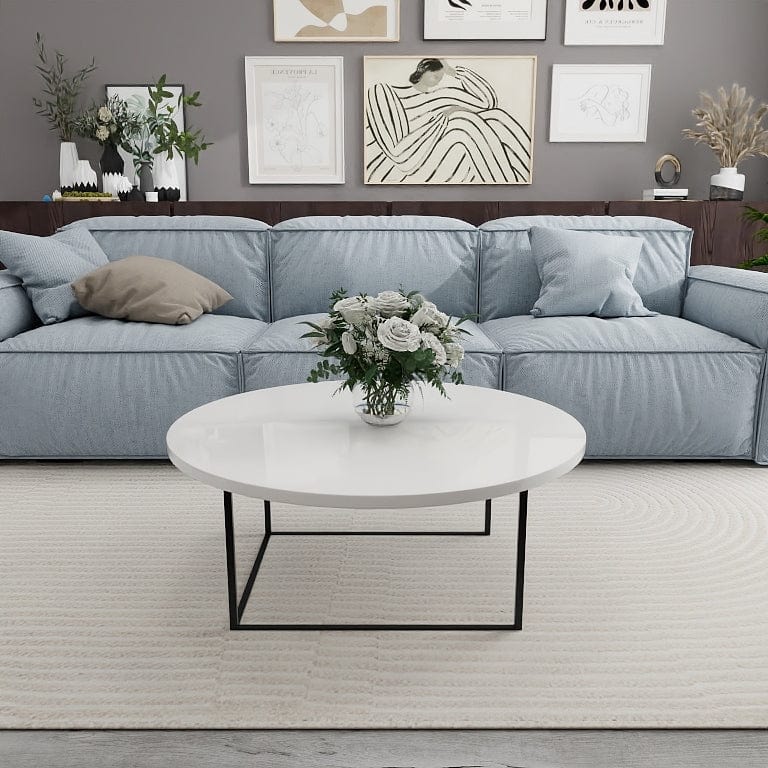 Norya Solid Wood Custom Round Coffee Table - European Dark Oak (GZFR9) picket and rail