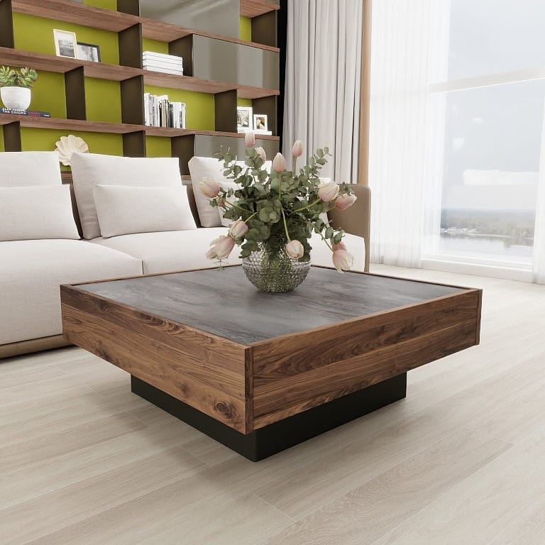 Norya Solid Wood Custom Square Coffee Table - American Walnut (NZFT03 ...