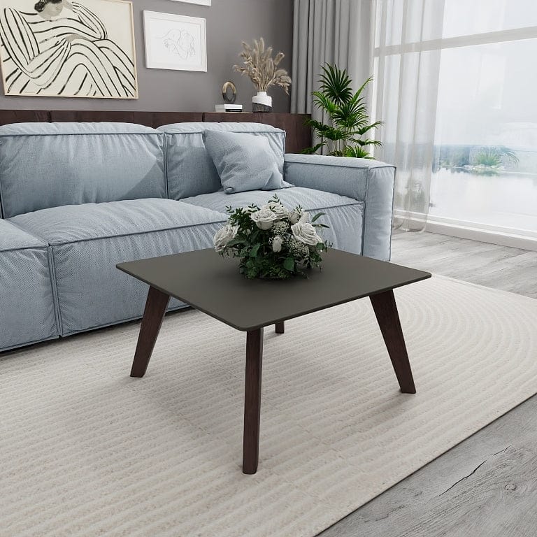 Norya Solid Wood Custom Square Coffee Table - European Dark Oak (CZFC07) picket and rail