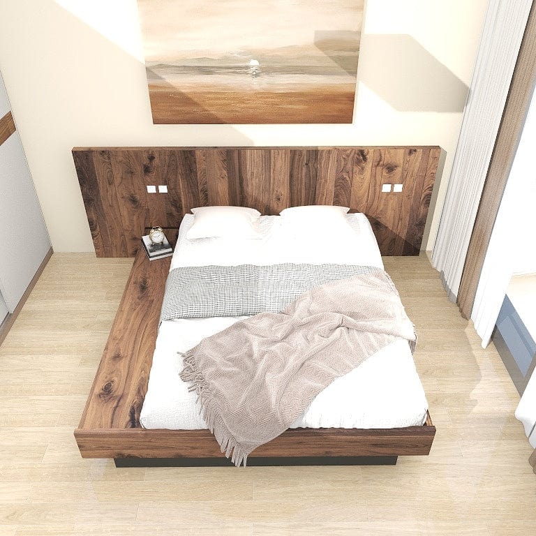 Norya Wooden Bed Series - Solid Wood American Walnut (NCP15-61) picket and rail
