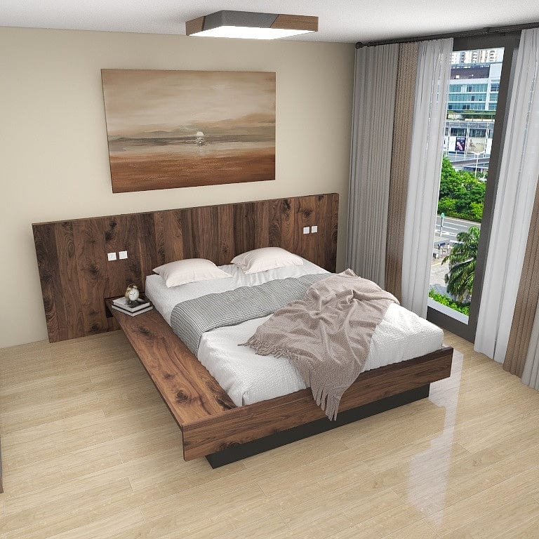 Norya Wooden Bed Series - Solid Wood American Walnut (NCP15-61) picket and rail