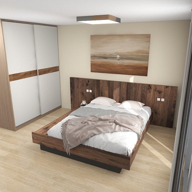 Norya Wooden Bed Series - Solid Wood American Walnut (NCP15-61) picket and rail