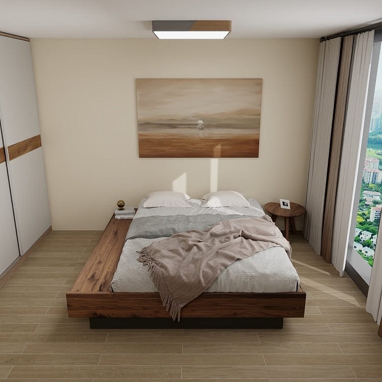 Norya Wooden Bed Series - Solid Wood American Walnut (NCP15A1) picket and rail