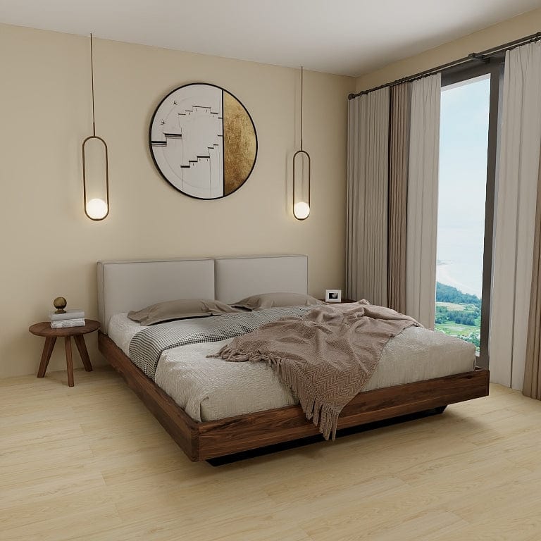 Norya Wooden Bed Series - Solid Wood American Walnut (NCQ18N2) picket and rail