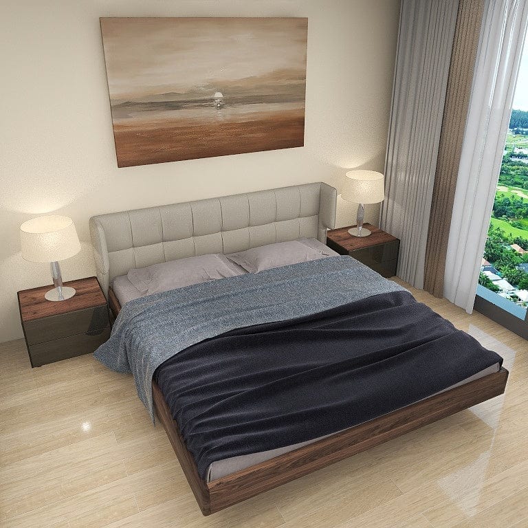 Norya Wooden Bed Series - Solid Wood American Walnut (NCR18136) picket and rail