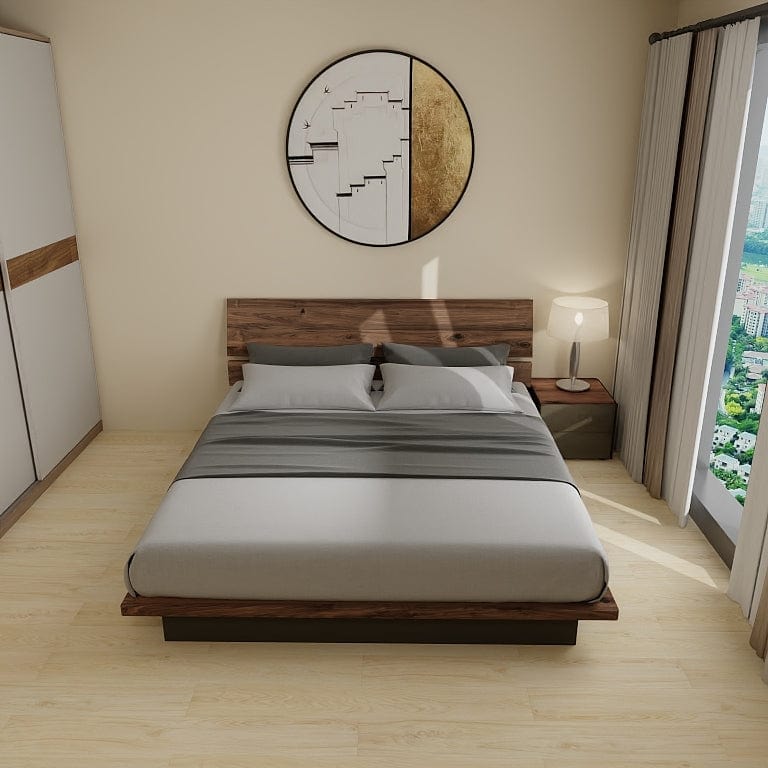 Norya Wooden Bed Series - Solid Wood American Walnut (NCZ18) picket and rail