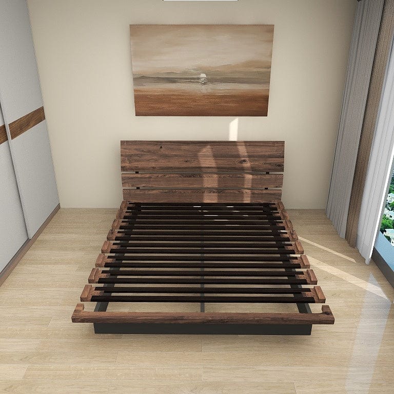Norya Wooden Bed Series - Solid Wood American Walnut (NCZ18) picket and rail