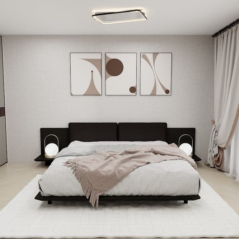 Norya Wooden Bed Series - Solid Wood European Dark Oak (CCB18N4) picket and rail