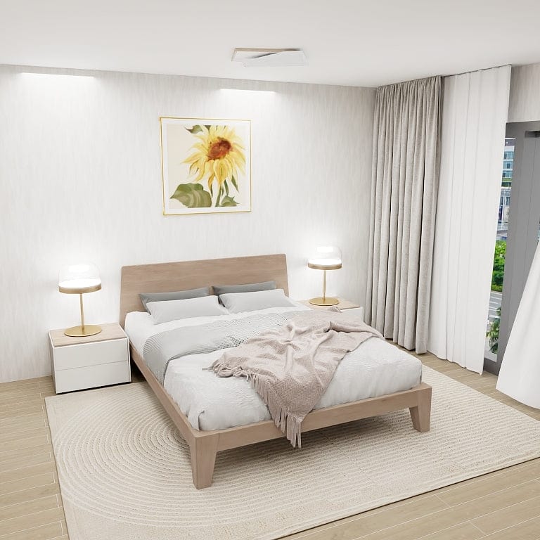 Image 16: Norya Wooden Bed Series - Solid Wood European White Oak (XCE15) picket and rail