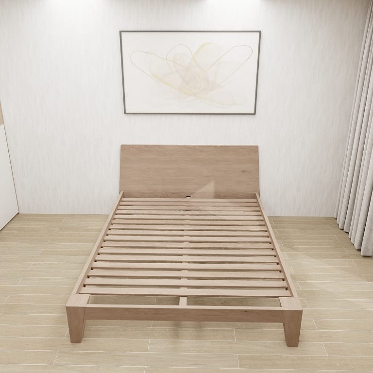 Norya Wooden Bed Series - Solid Wood European White Oak (XCE15) picket and rail
