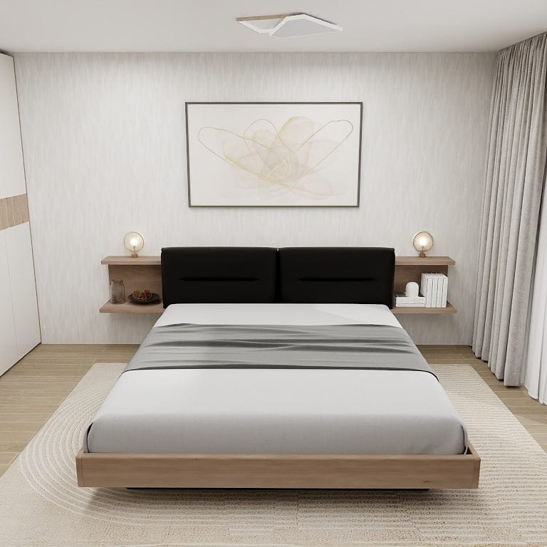 Norya Wooden Bed Series - Solid Wood European White Oak (XCF18N2) picket and rail