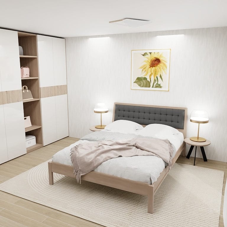 Norya Wooden Bed Series - Solid Wood European White Oak (XCM15-909) picket and rail