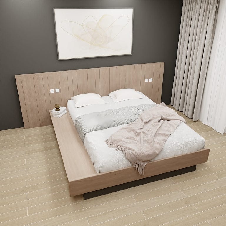 Norya Wooden Bed Series - Solid Wood European White Oak (XCP15-61) picket and rail