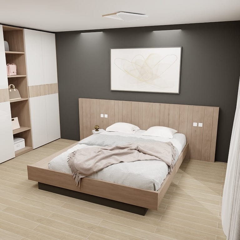 Norya Wooden Bed Series - Solid Wood European White Oak (XCP15-61) picket and rail