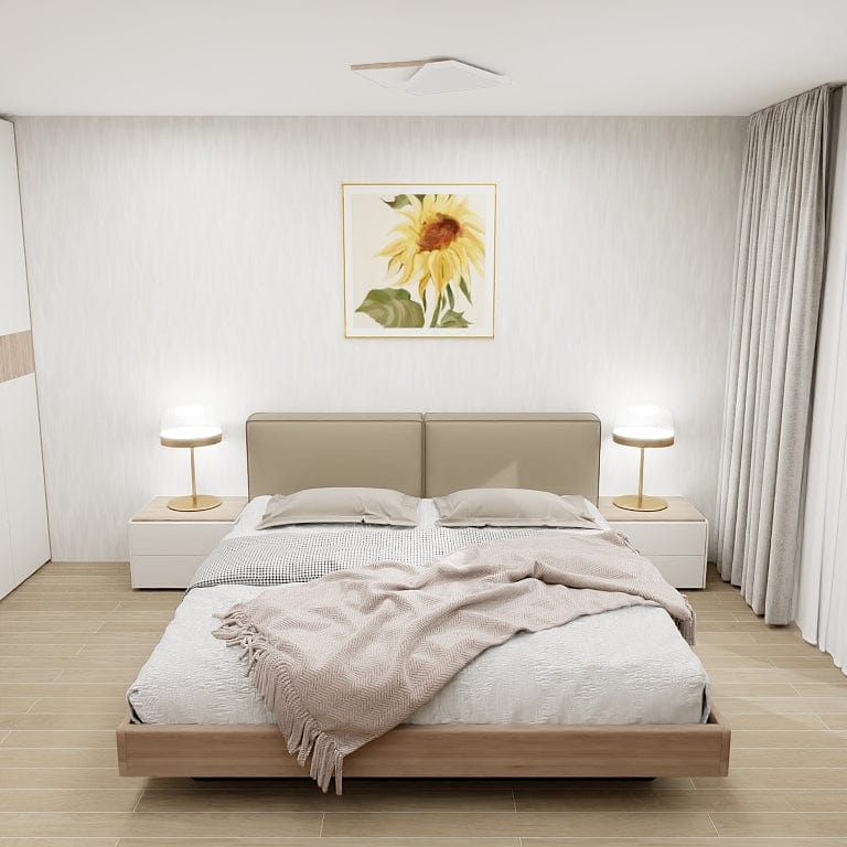 Norya Wooden Bed Series - Solid Wood European White Oak (XCQ18N) picket and rail