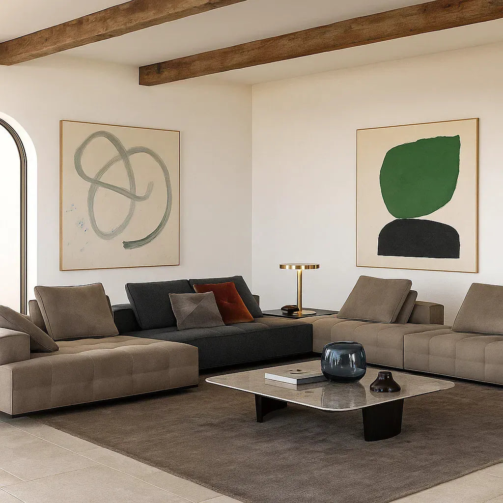 Orvian (SF12021) - Italian Minimalist Custom Sofa Bespoke in Leather & Fabric picket and rail