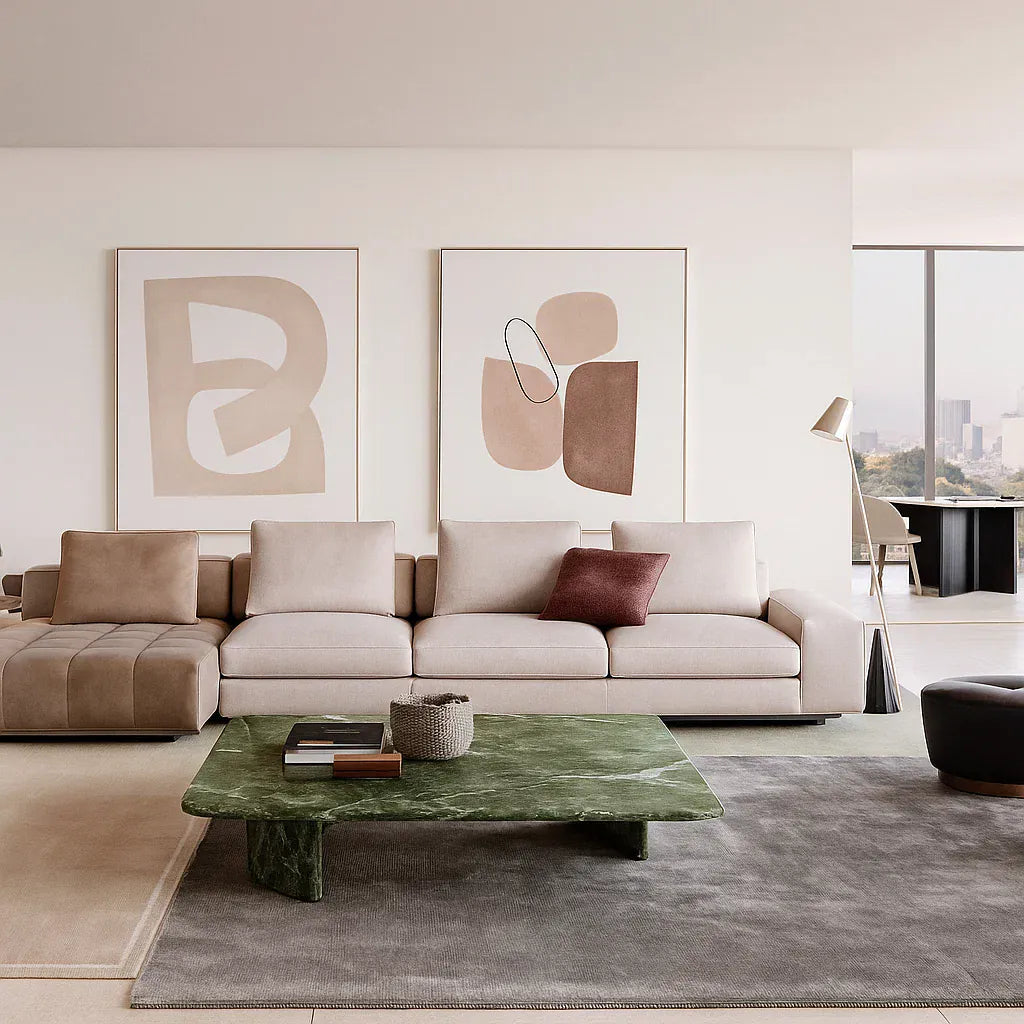 Orvian (SF12021) - Italian Minimalist Custom Sofa Bespoke in Leather & Fabric picket and rail