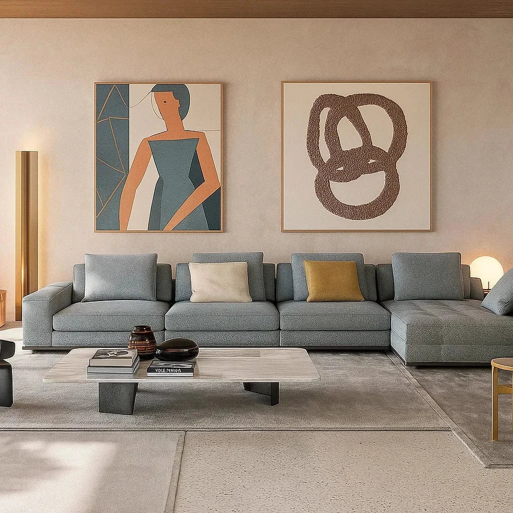 Orvian (SF12021) - Italian Minimalist Custom Sofa Bespoke in Leather & Fabric picket and rail
