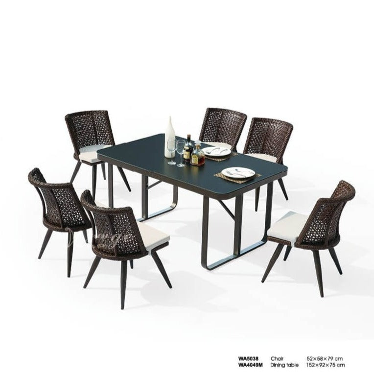 Outdoor Collection Evian Series WA4049M Dining Table picket and rail