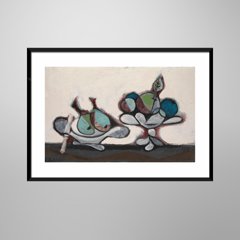 Pablo Picasso “Dish of Pears", 1936 | Licensed Art Print | Framed Art | Lithograph | Abstract picket and rail
