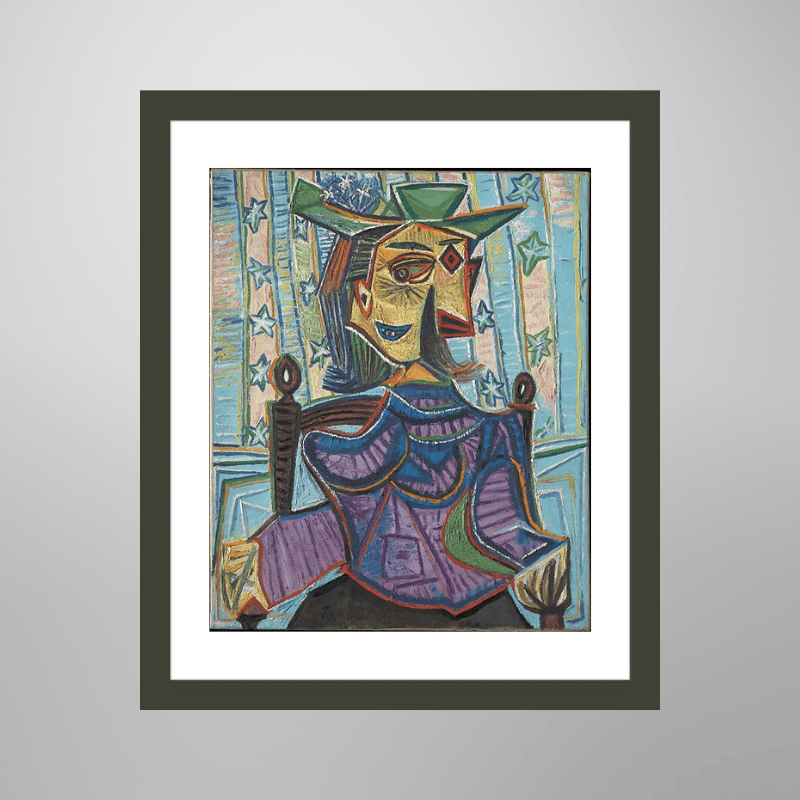 Pablo Picasso “Seated Portrait of Dora Maar", 1939 | Licensed Art Print | Framed Art | Lithograph | Abstract picket and rail
