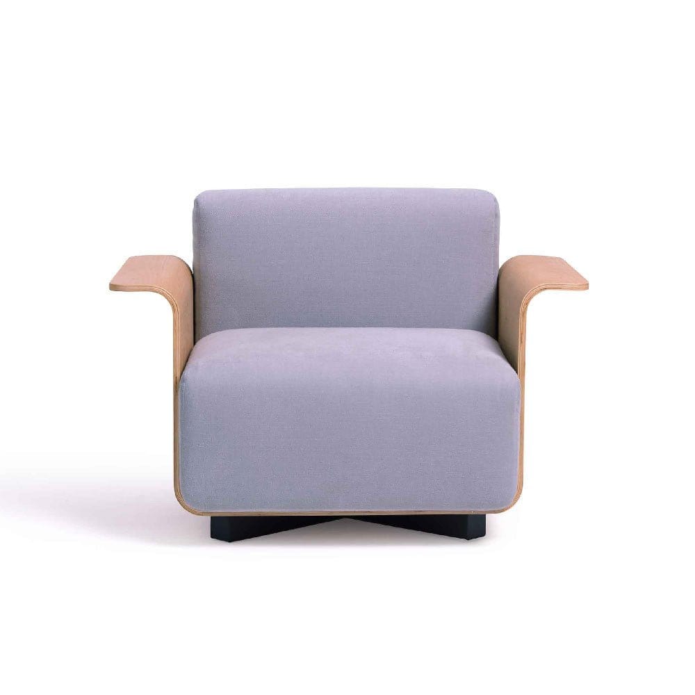 Ply 1-Seater Sofa in American Oak + Medium Grey Ray1003 Fabric (MCS-SD15234A-OAK-R1003) picket and rail