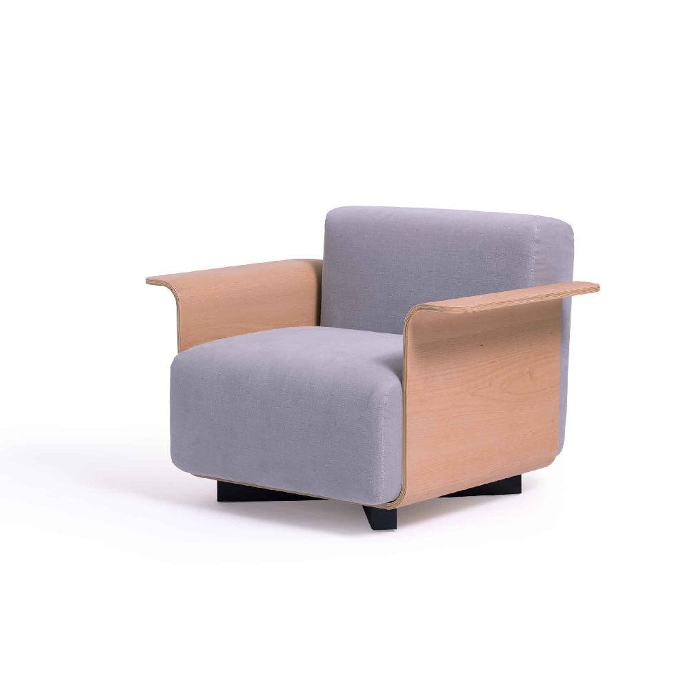 Ply 1-Seater Sofa in American Oak + Medium Grey Ray1003 Fabric (MCS-SD15234A-OAK-R1003) picket and rail