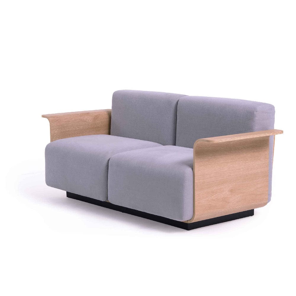 Ply 2-Seater Sofa in American Walnut + Medium Grey Ray1003 Fabric (MCS-SD15234B-WAL-R1003) picket and rail